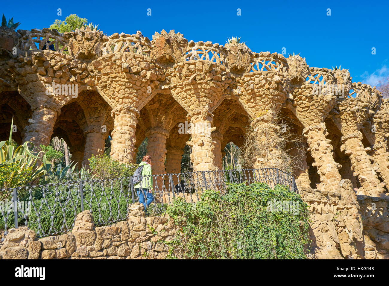 Barcelona - Park Guell by Antoni Gaudi, Spain Stock Photo