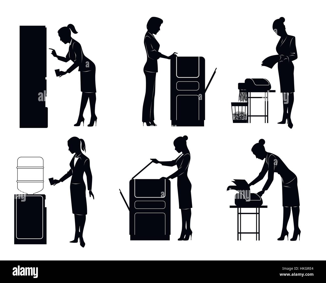 Vector illustration of a six businesswomen silhouette Stock Vector ...