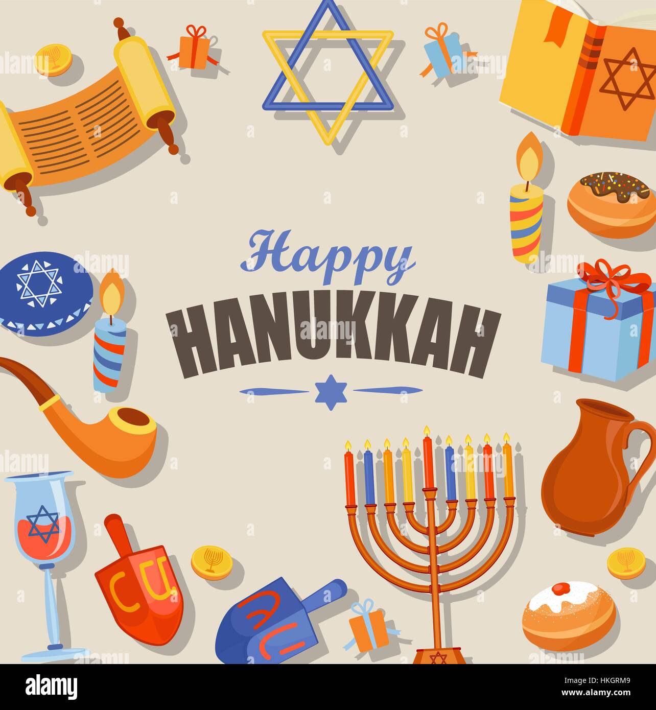 Happy Hanukkah typography card template, banner and flyer. Vector illustration. Stock Vector
