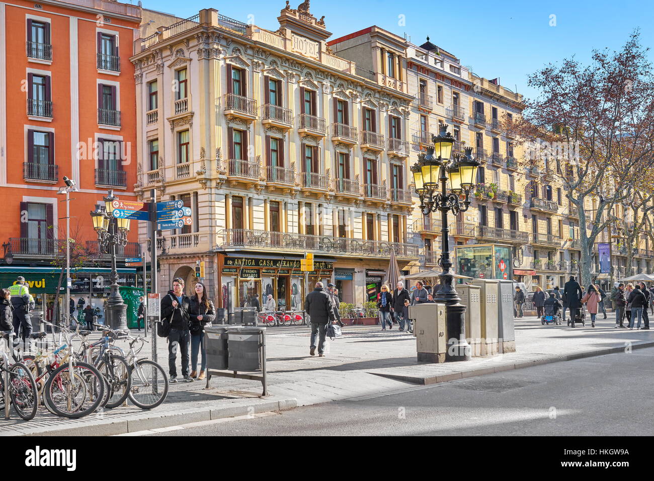 La Rambla Street, Barcelona, Catalonia, Spain Stock Photo