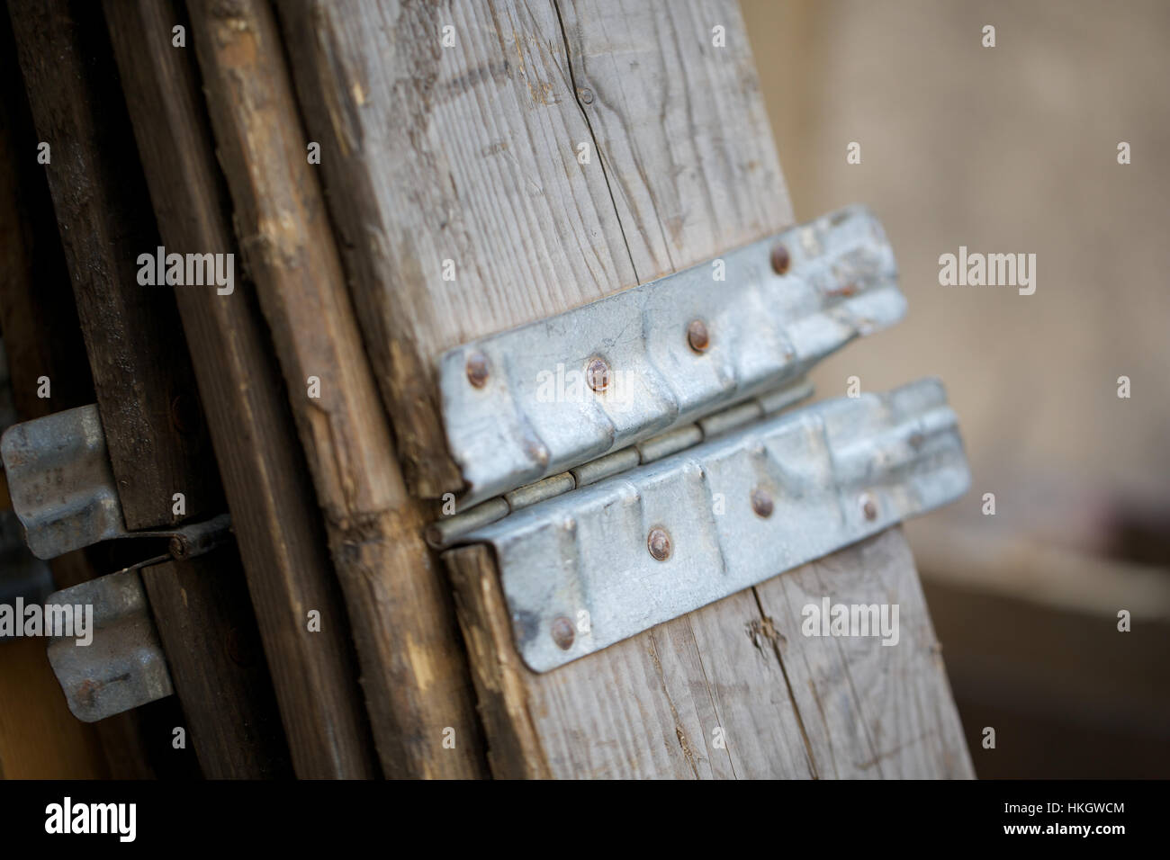 wooden plank and hinge. joint, material, wood, metal Stock Photo Alamy