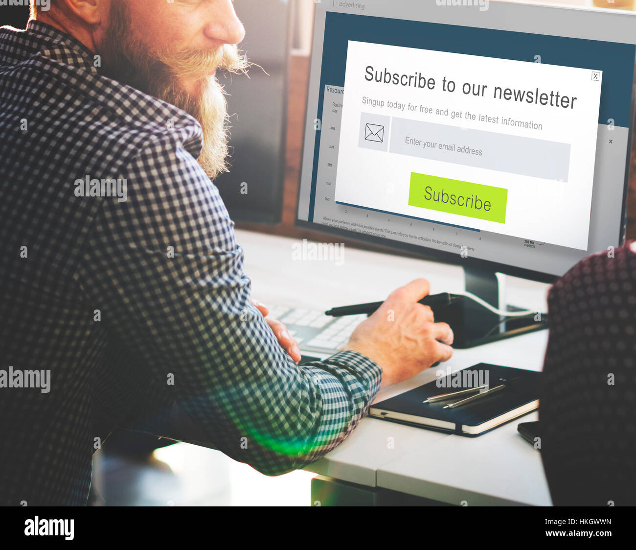 Subscribe Newsletter Advertising Register Member Concept Stock Photo