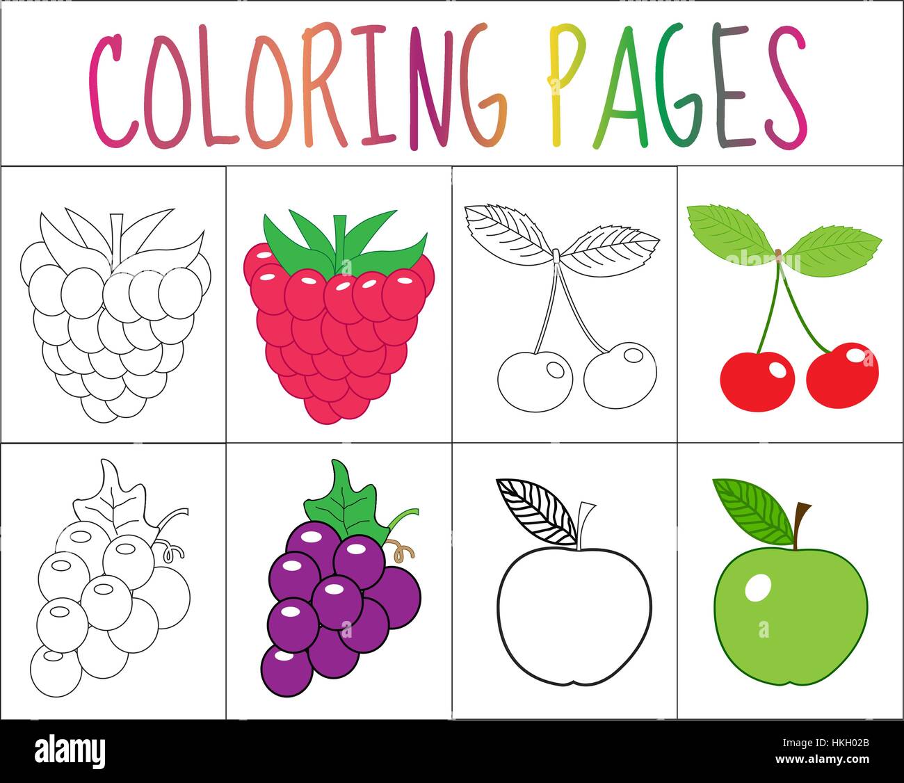 Coloring Book for Kids Fruits and Vegetables: Easy and Fun Educational Coloring Pages for Toddlers and Kids Ages 4-8, Boys, Girls, Preschool. [Book]