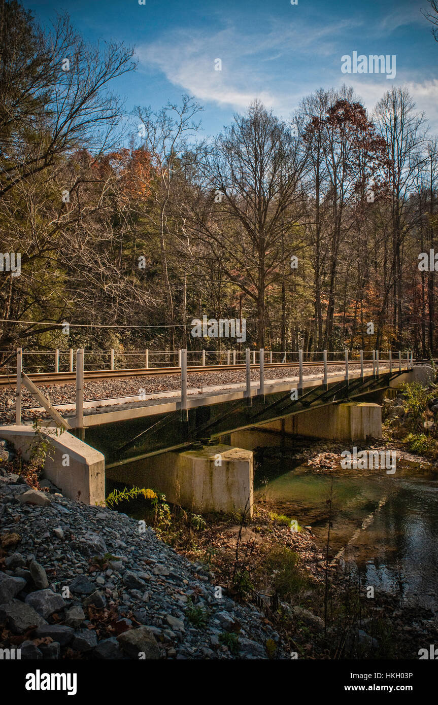 New railroad bridge over stream Stock Photo - Alamy