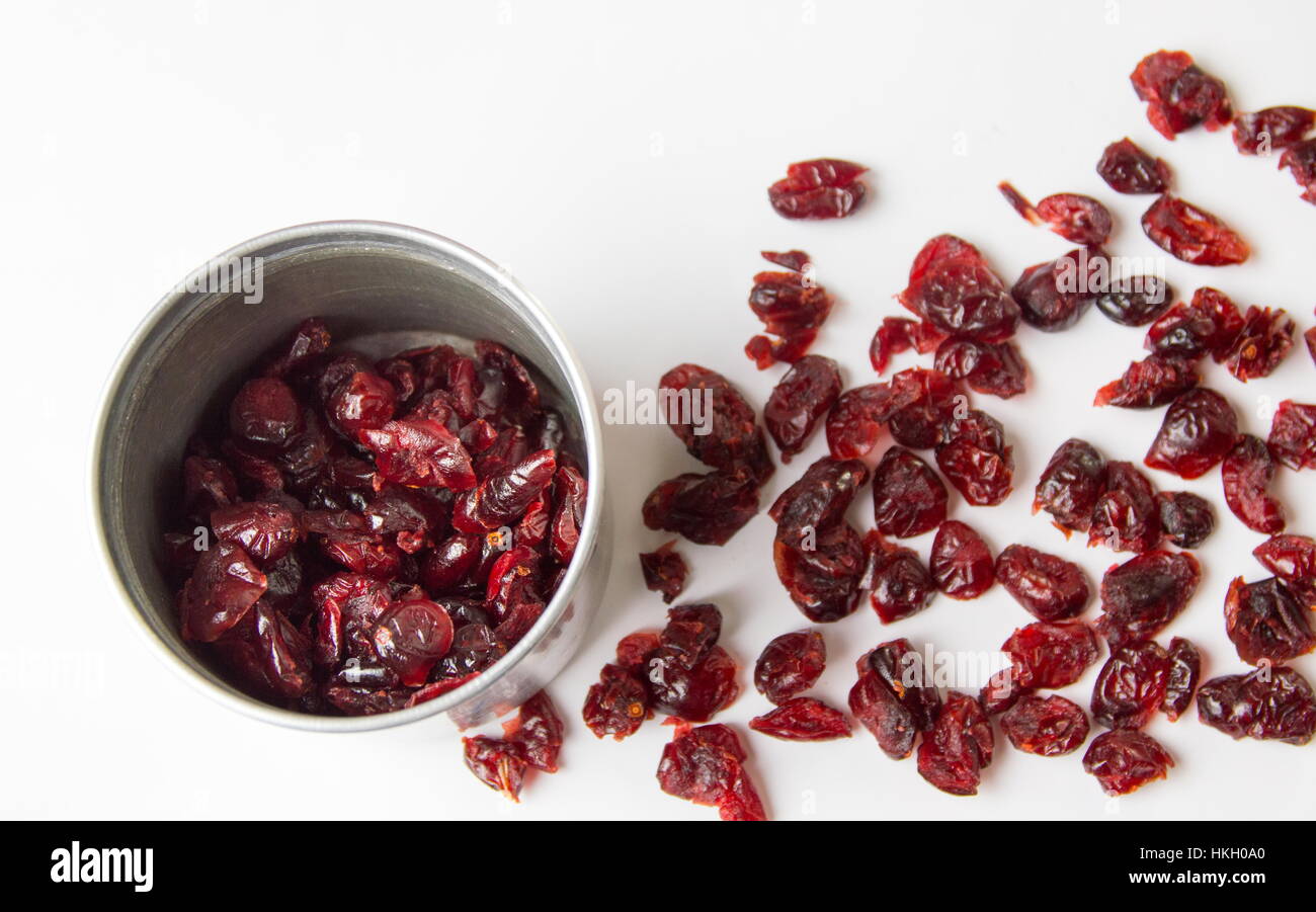 Dry cranberry fruits in a metal can Stock Photo Alamy