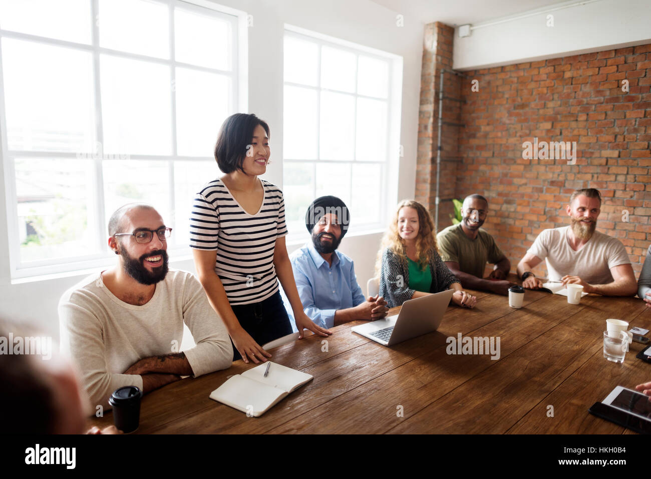 Meeting Table Networking Sharing Concept Stock Photo Alamy
