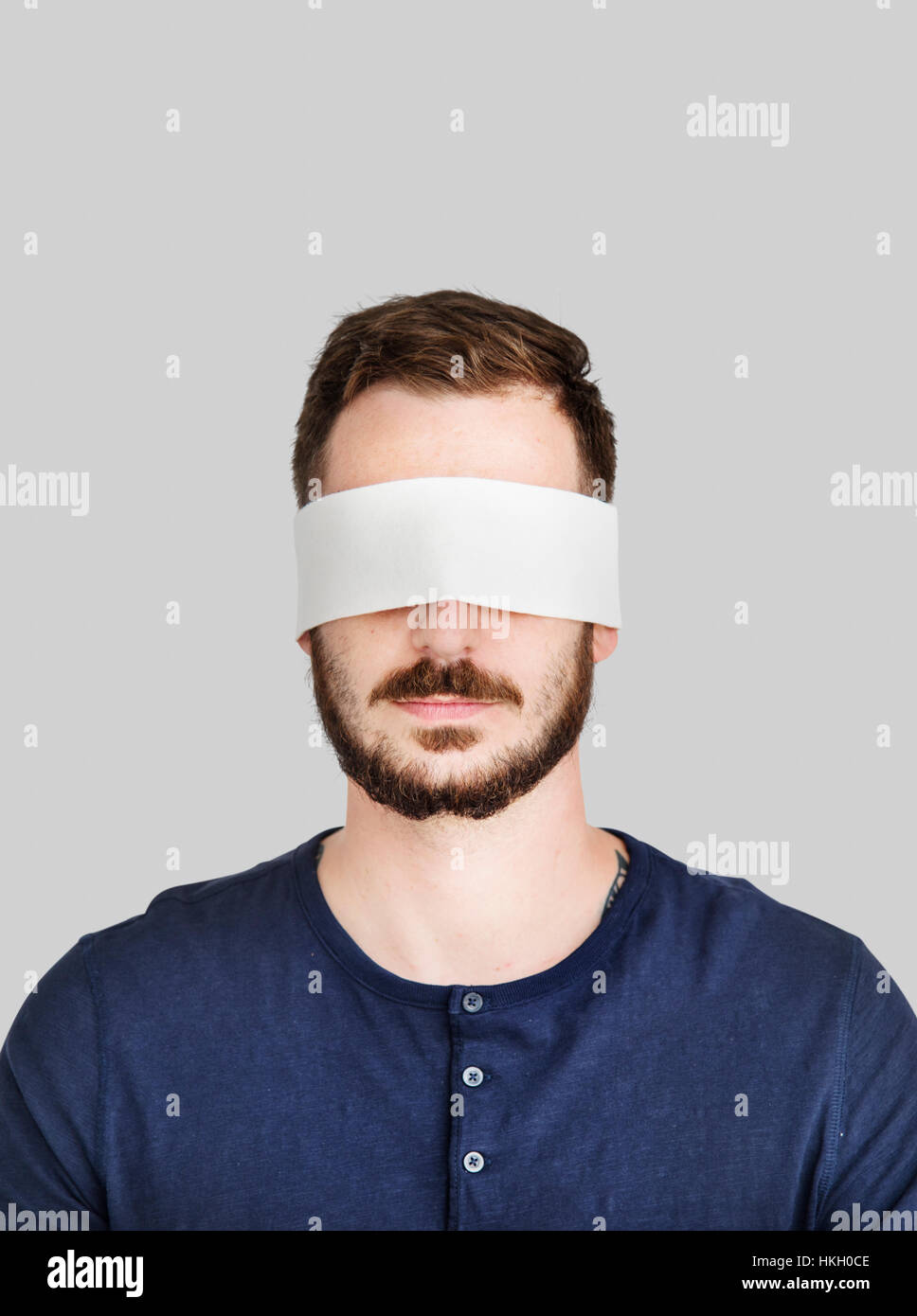 Handsome Man Covering Eyes Blind Concept Stock Photo - Alamy