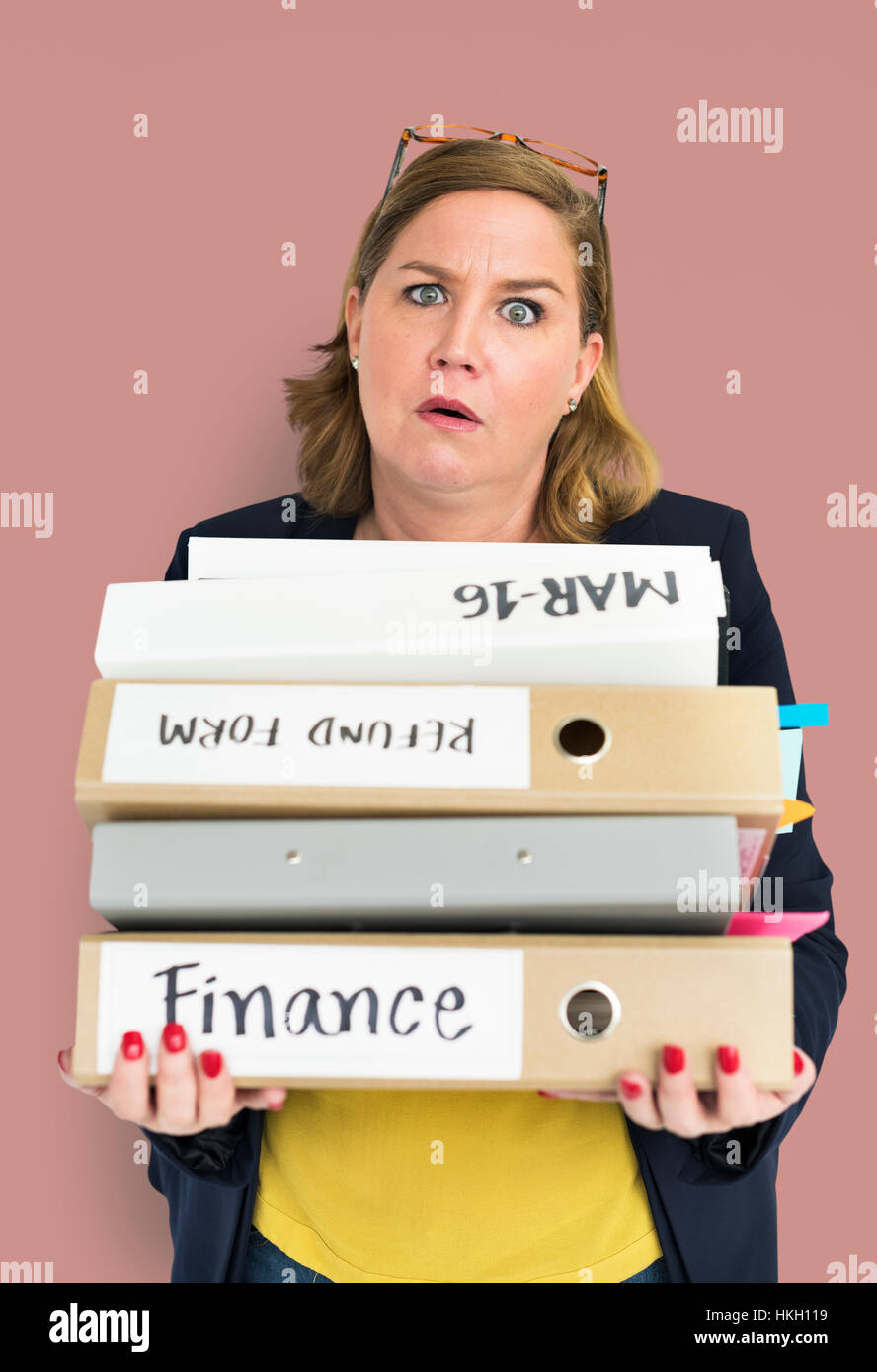 Woman Stress Overload Hard Working Concept Stock Photo