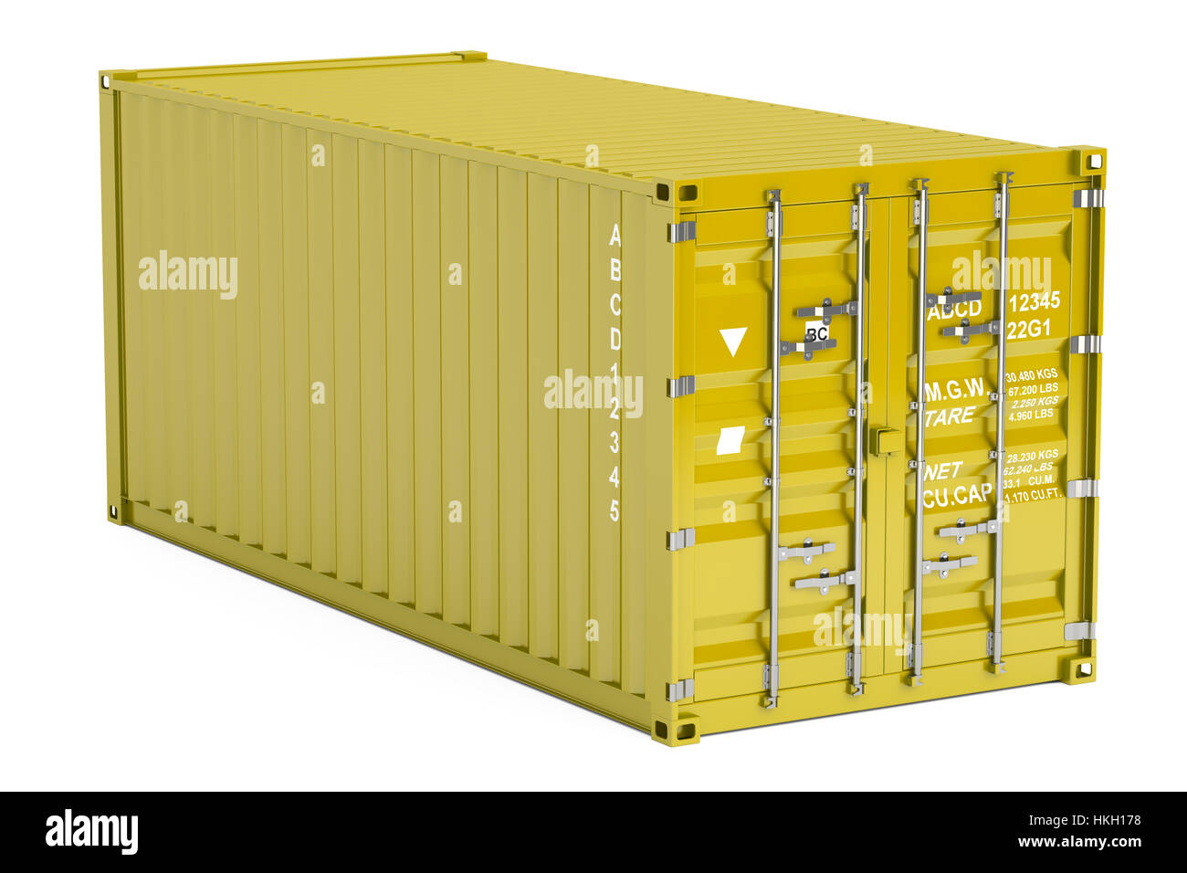 Download Yellow Cargo Container 3d Rendering Isolated On White Background Stock Photo Alamy PSD Mockup Templates