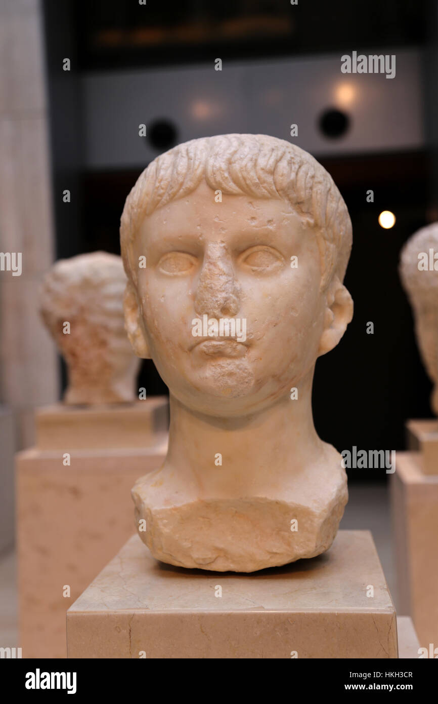 Nero (37-68 AD). Roman emperor from 54 to 68. Julio-Claudian dynasty. Nero a a child. 50-54. Bust. Spain. Stock Photo