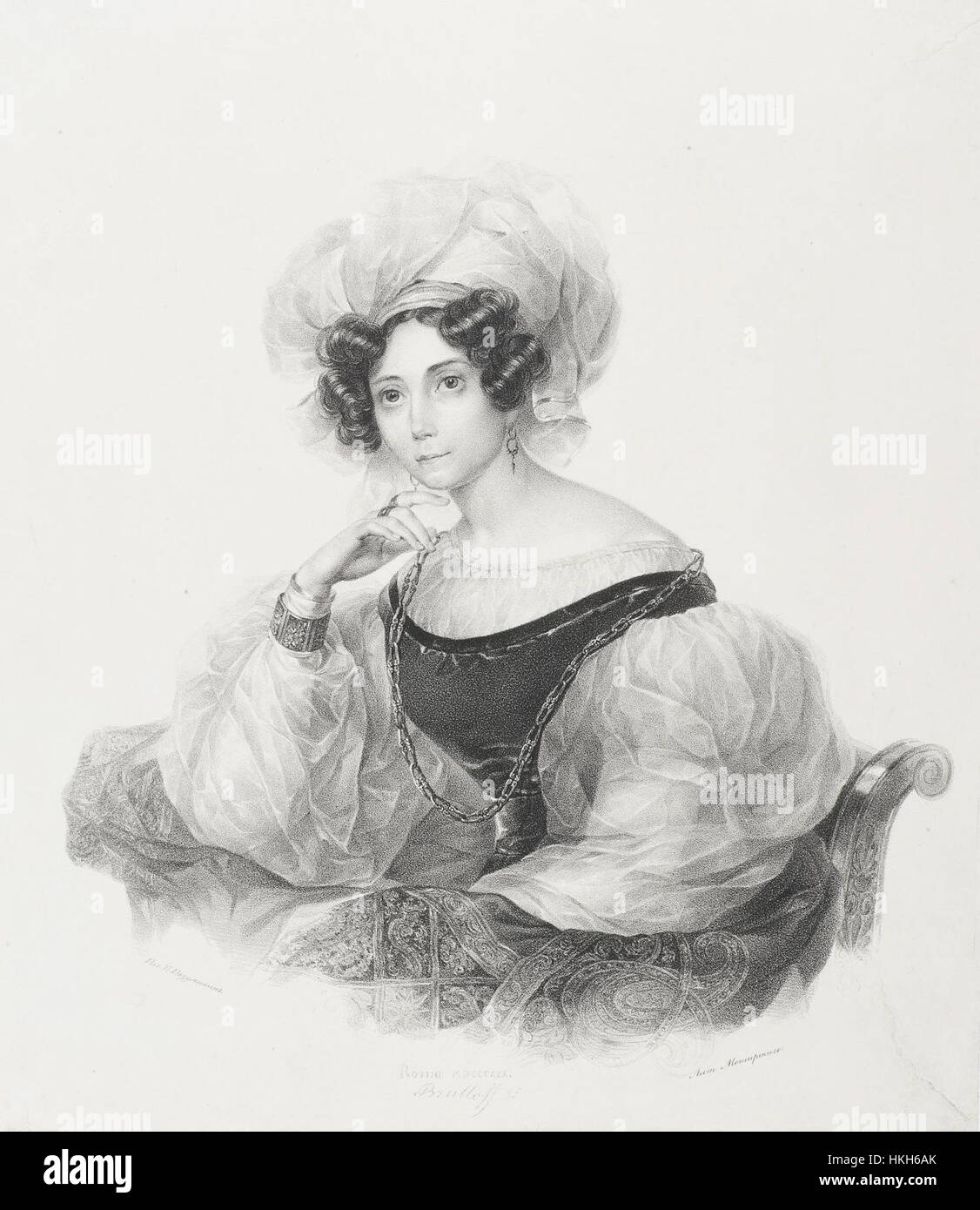Zinaida Volkonskaya by P.I. Razumikhin after K.Brullov (1835 9 Stock ...