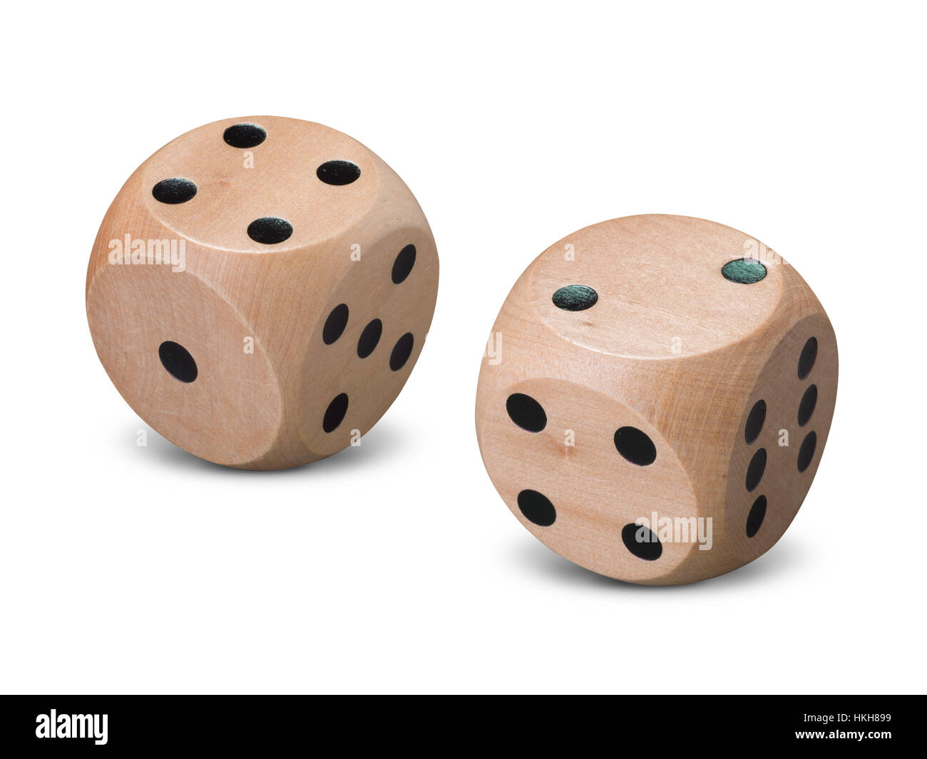 Pair of wooden dice on white background Stock Photo - Alamy