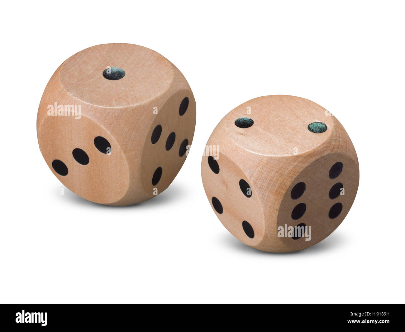 Pair of wooden dice on white background Stock Photo - Alamy