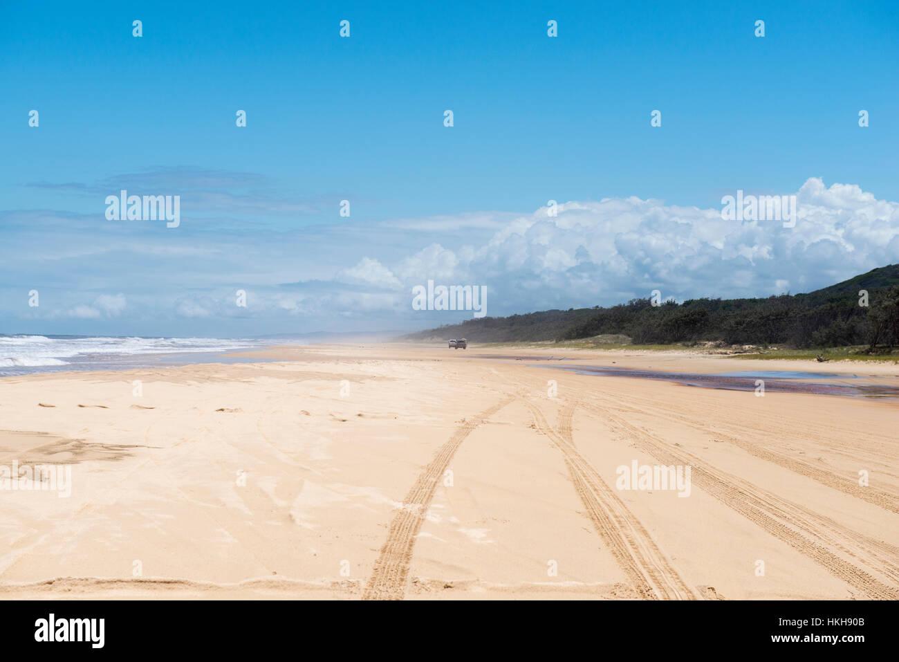 75 Mile Beach on Fraser Island, Queensland Australia Stock Photo