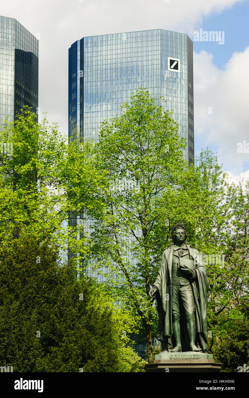 Frankfurt Am Main Deutsche Bank Towers Schiller Monument In