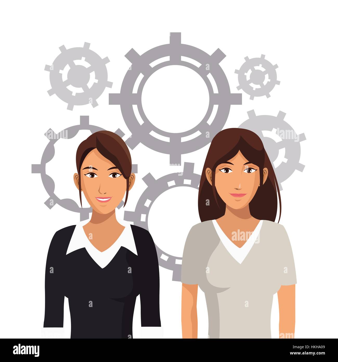 teamwork women business gear cooperation office Stock Vector Image ...