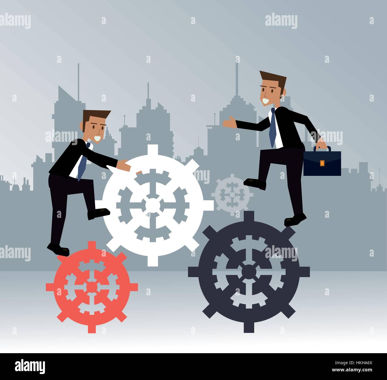 men business gears teamwork urban background Stock Vector Image & Art ...