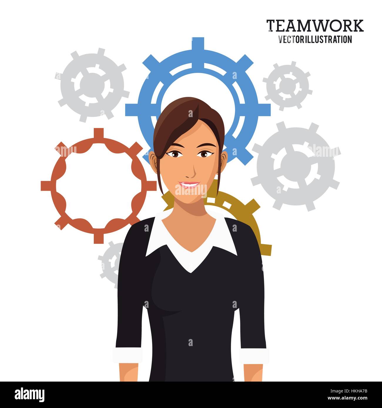 woman gears work team Stock Vector Image & Art - Alamy