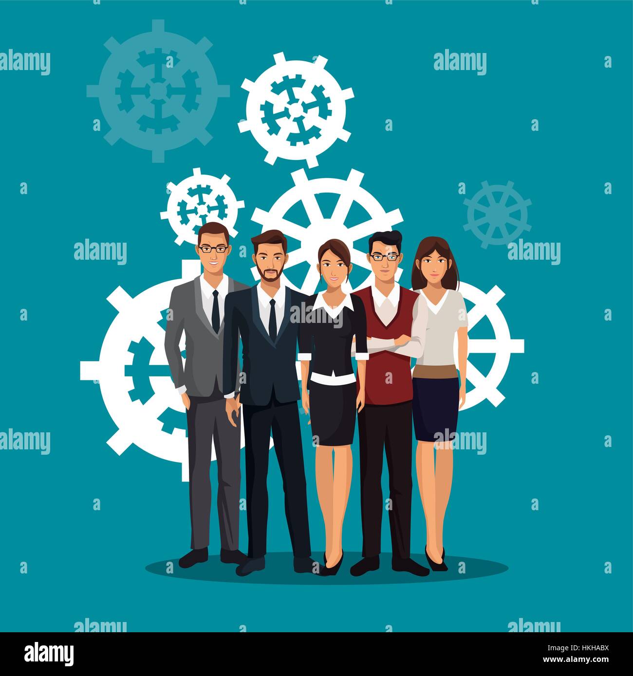 group people teamwork gears collaboration Stock Vector Image & Art - Alamy