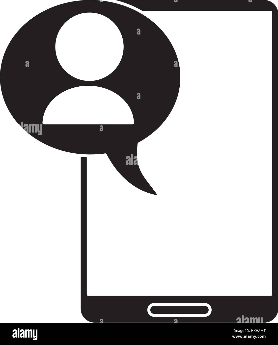 silhouette smartphone character chat bubble speech Stock Vector Image ...