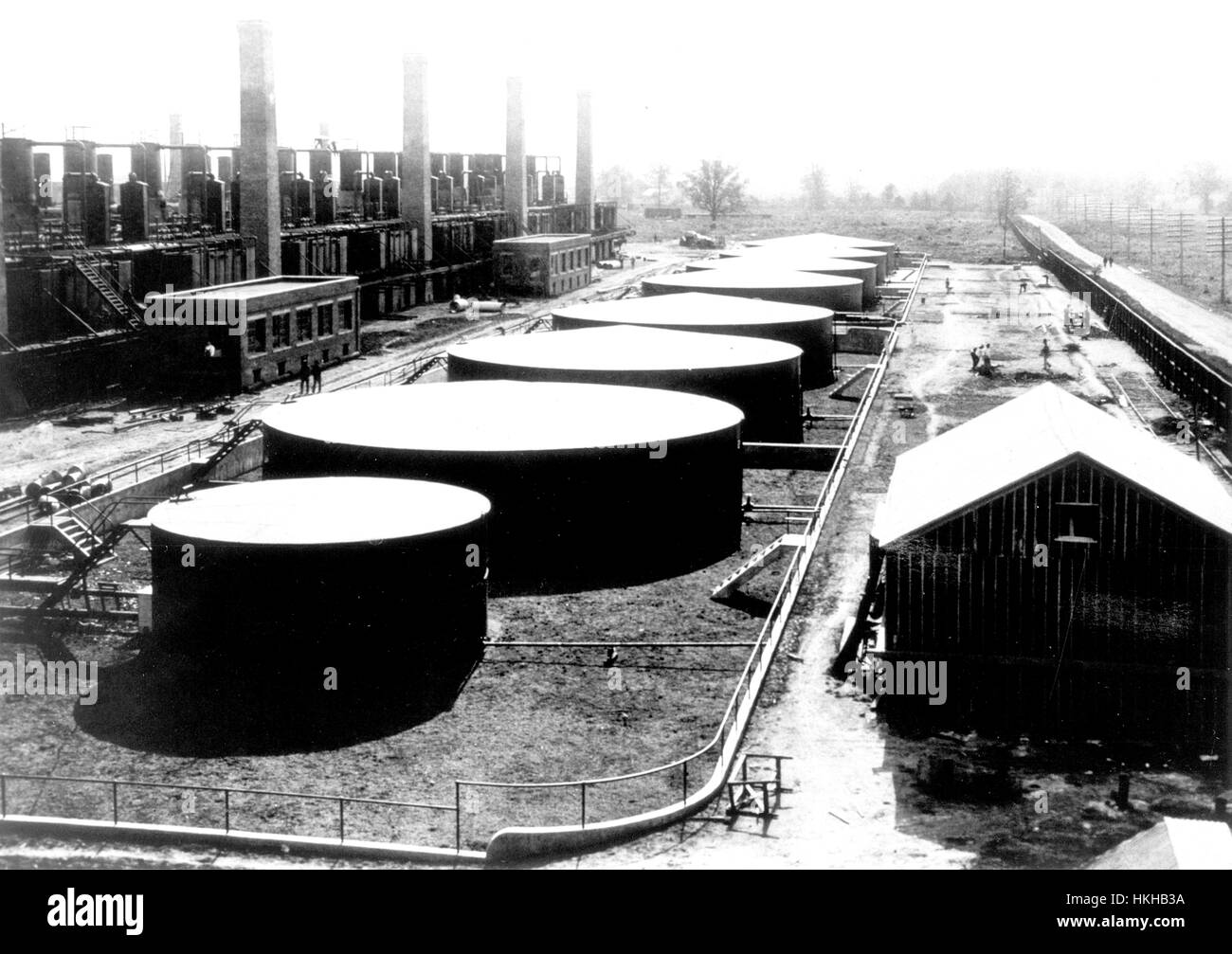 Gasoline Storage Tanks during World War 1 in New York City, New York, 1915. Image courtesy US Department of Energy. Stock Photo