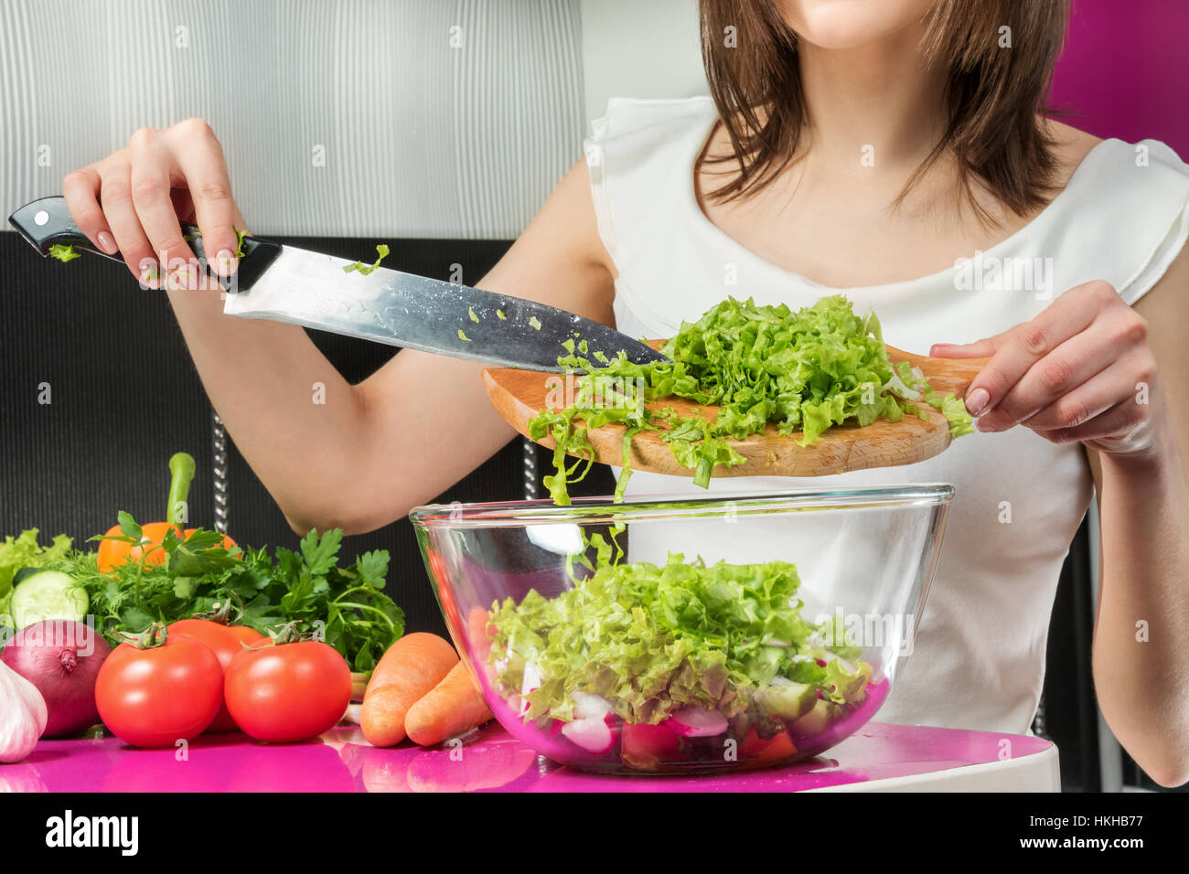 Preparation of a close-up salad Stock Photo