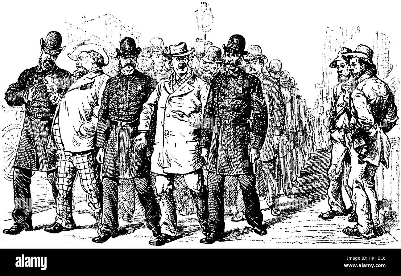1879: A parade of delinquents in the Custody of New York Policemen, United States of America Stock Photo