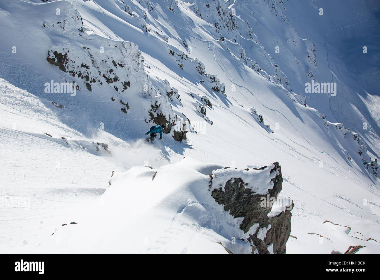 extreme skiing at mount olympus, canterbury, new zealand Stock Photo Alamy