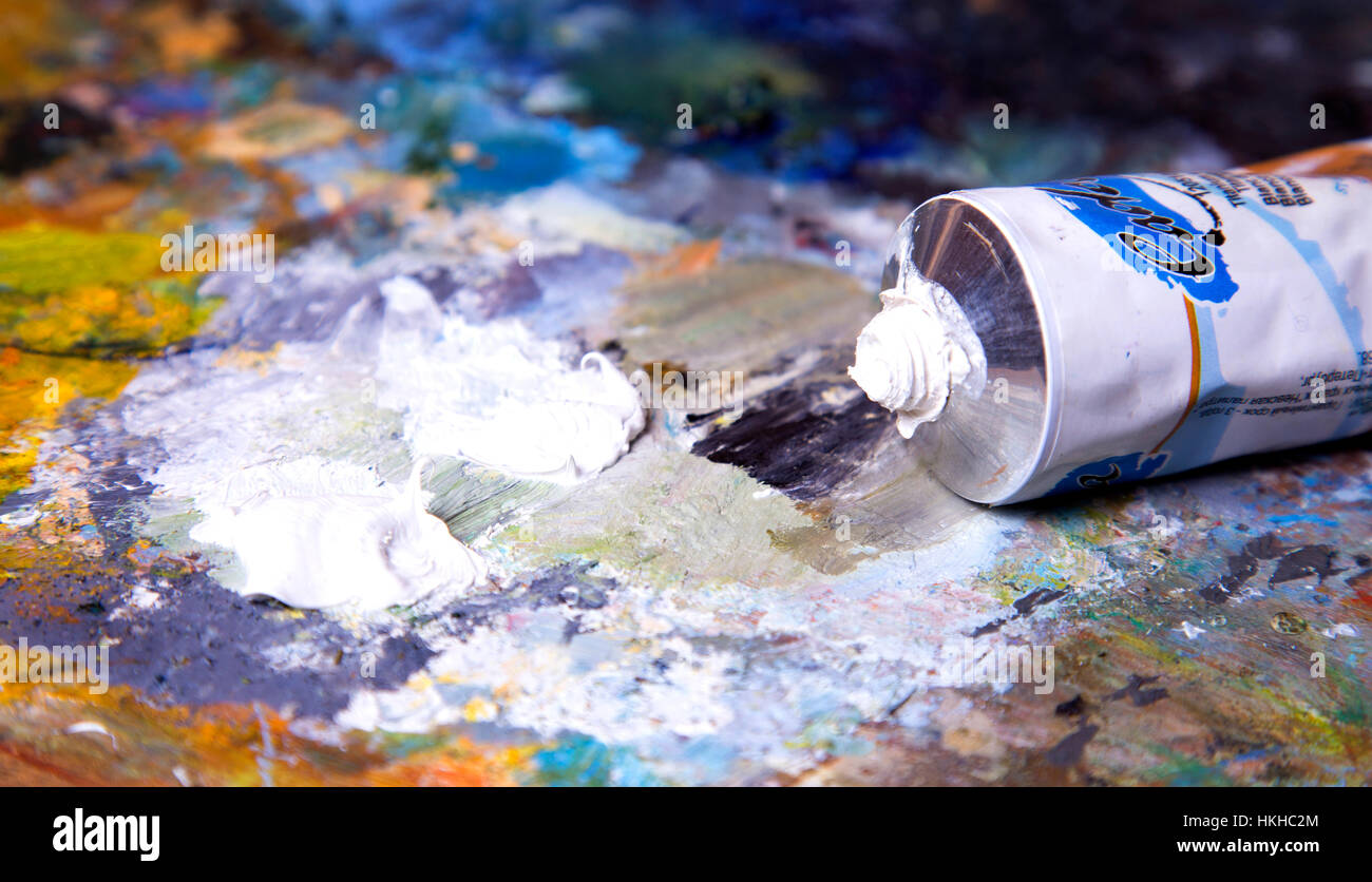 oil painting tube background Stock Photo - Alamy