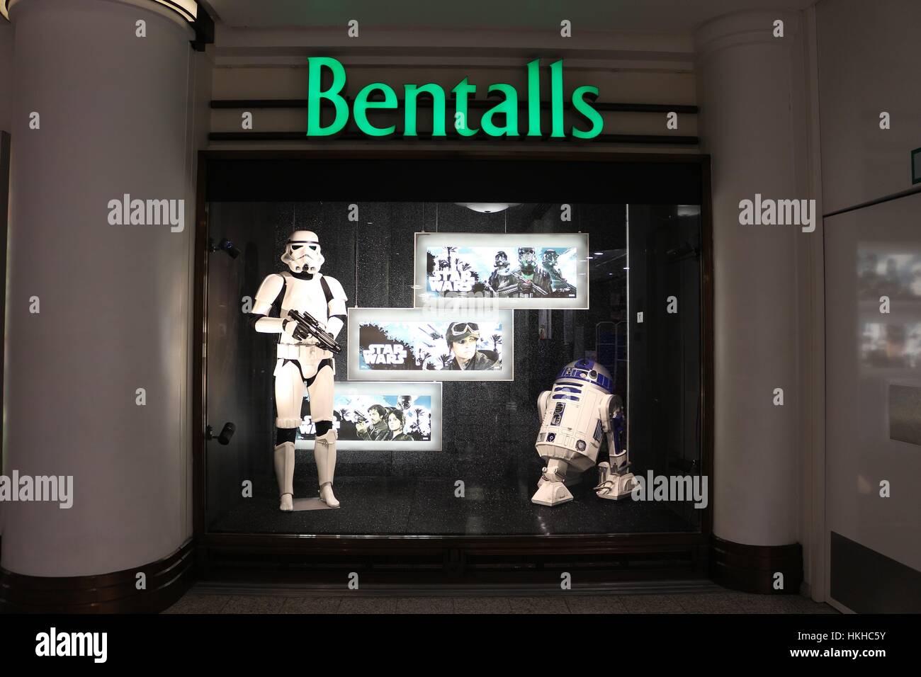 Star Wars window display at Bentalls shopping center, Kingston-upon-Thames, London. December 2016 Stock Photo