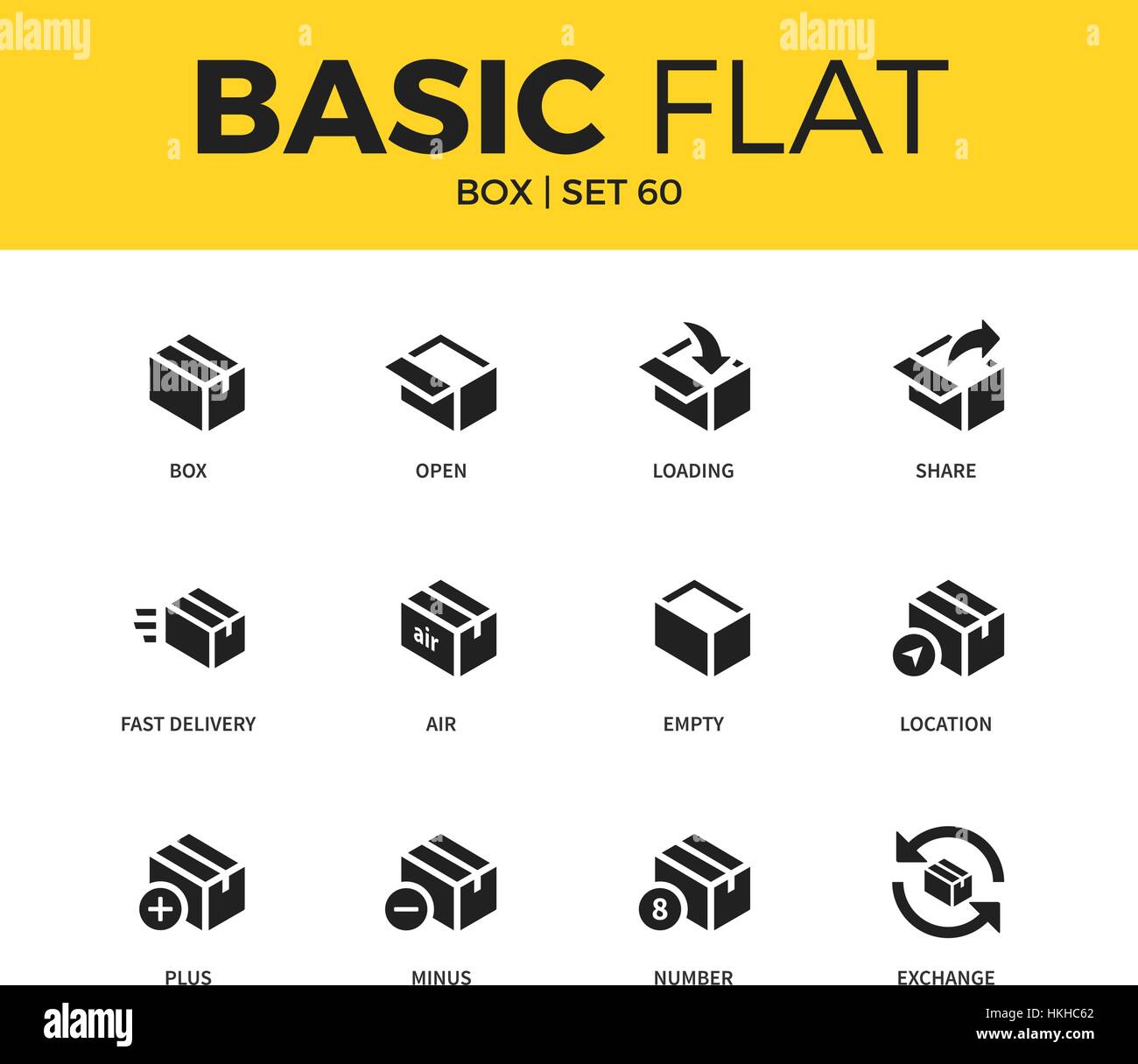 Basic set of box icons Stock Vector Image & Art - Alamy