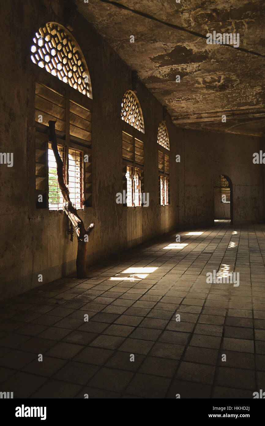 Hall with windows in church after earthquake in Nicaragua Stock Photo