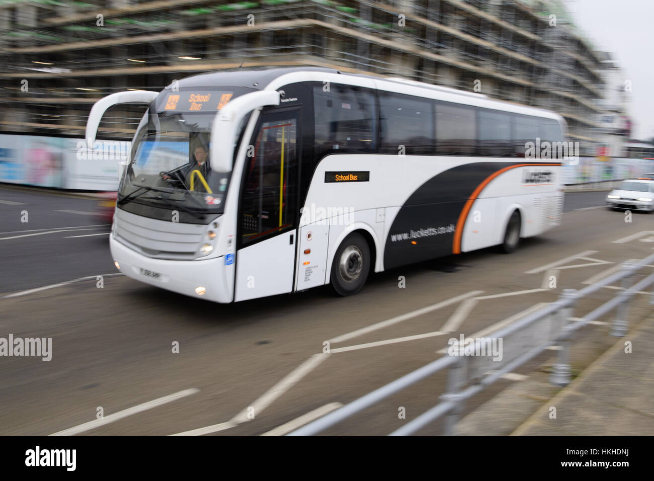 Coach in motion, Southsea, UK Stock Photo