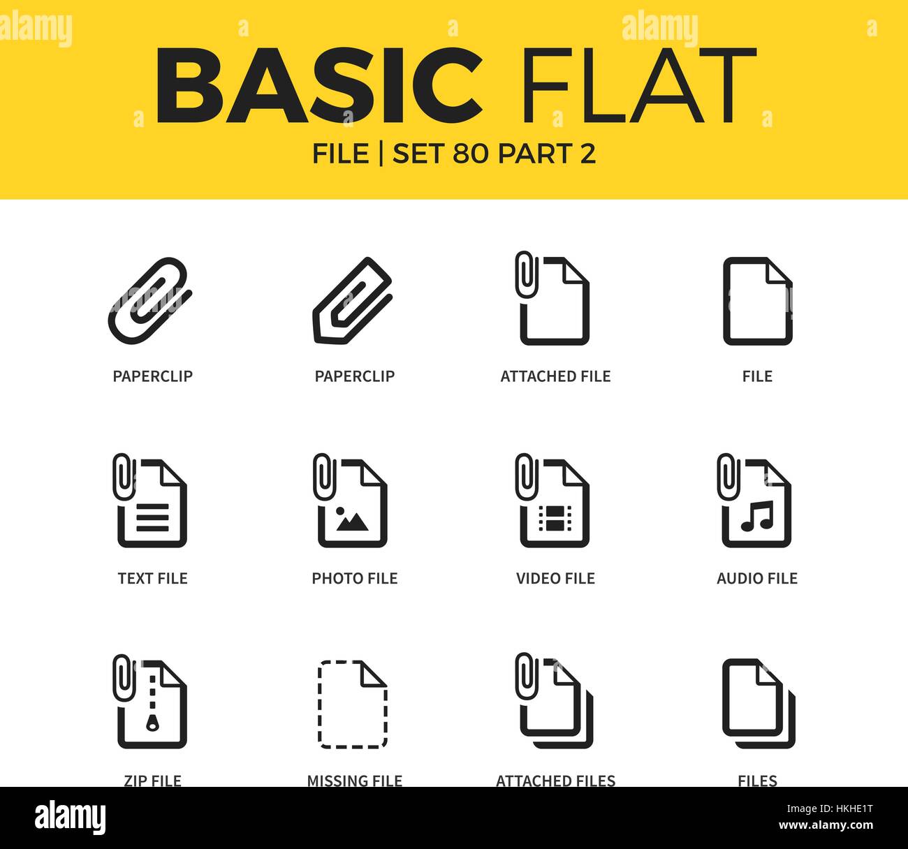 Basic set of file icons Stock Vector