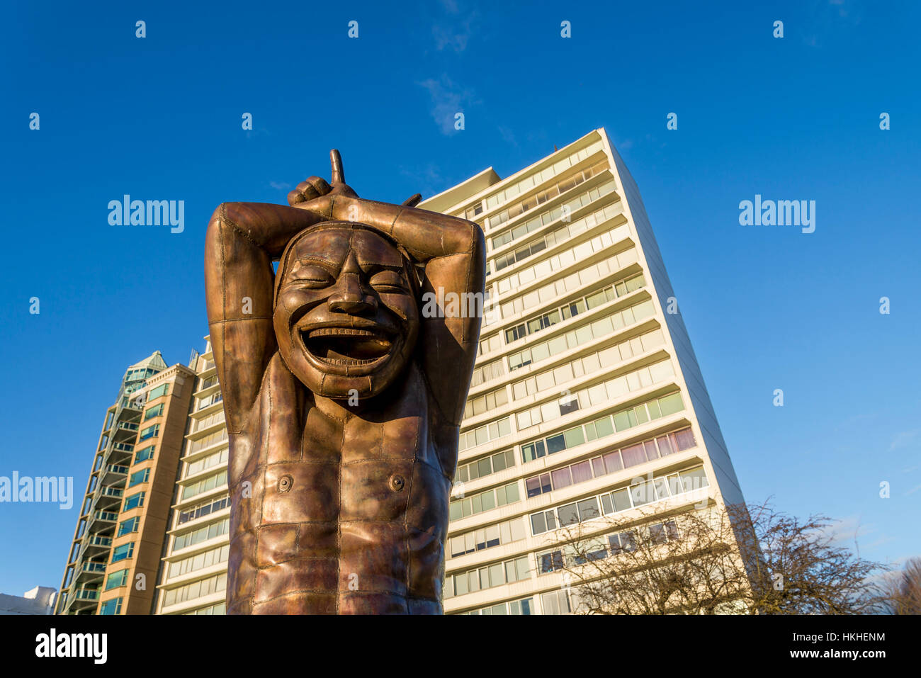 'A-maze-ing Laughter'  sculpture installation. Morton Park, Vancouver, BC, Canada Stock Photo