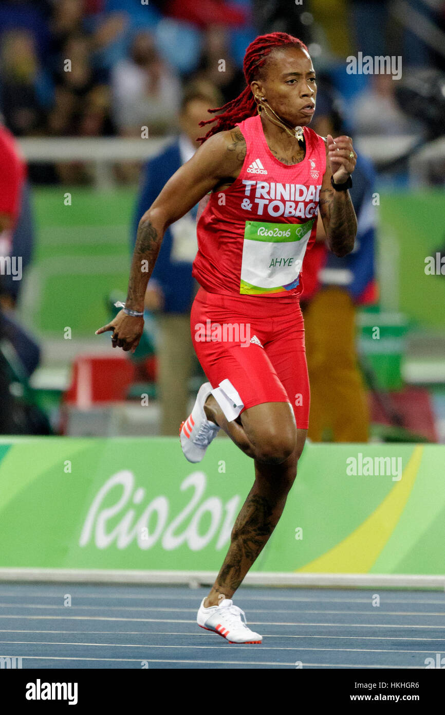 Rio de Janeiro, Brazil. 12 August 2016.  Athletics, Michelle-Lee Ahye (TRI)  competing in the women's 100m heats at the 2016 Olympic Summer Games. ©Pa Stock Photo