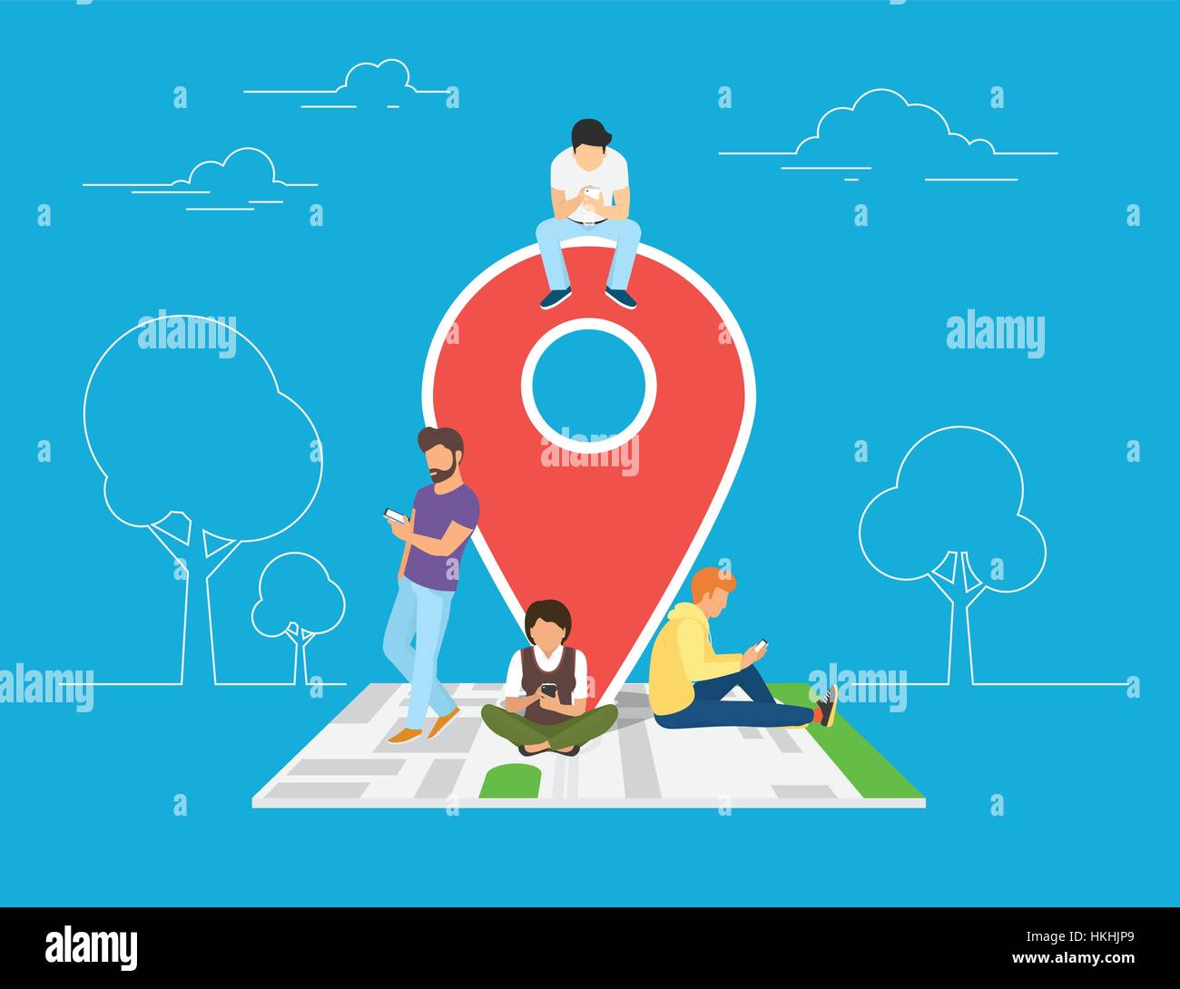 Mobile marketing with map tag concept illustration Stock Vector Image ...