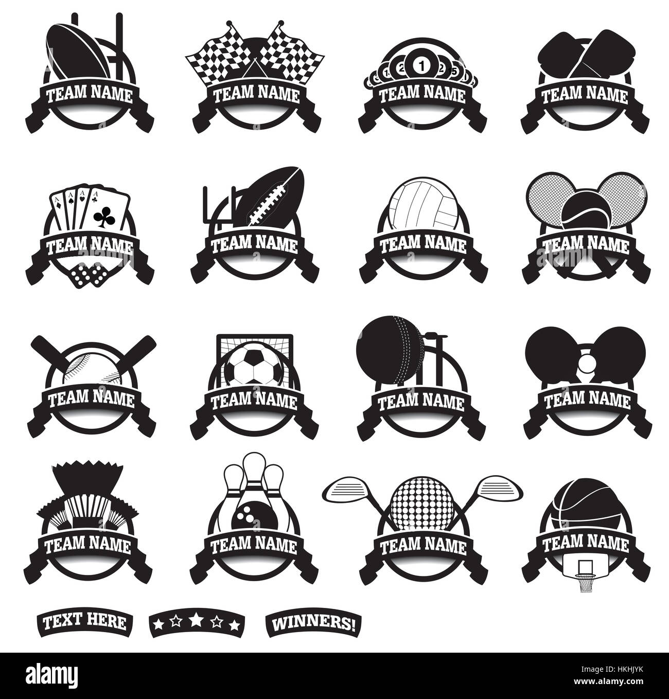 black and white vector clip art for graphic design sports elements Stock Photo