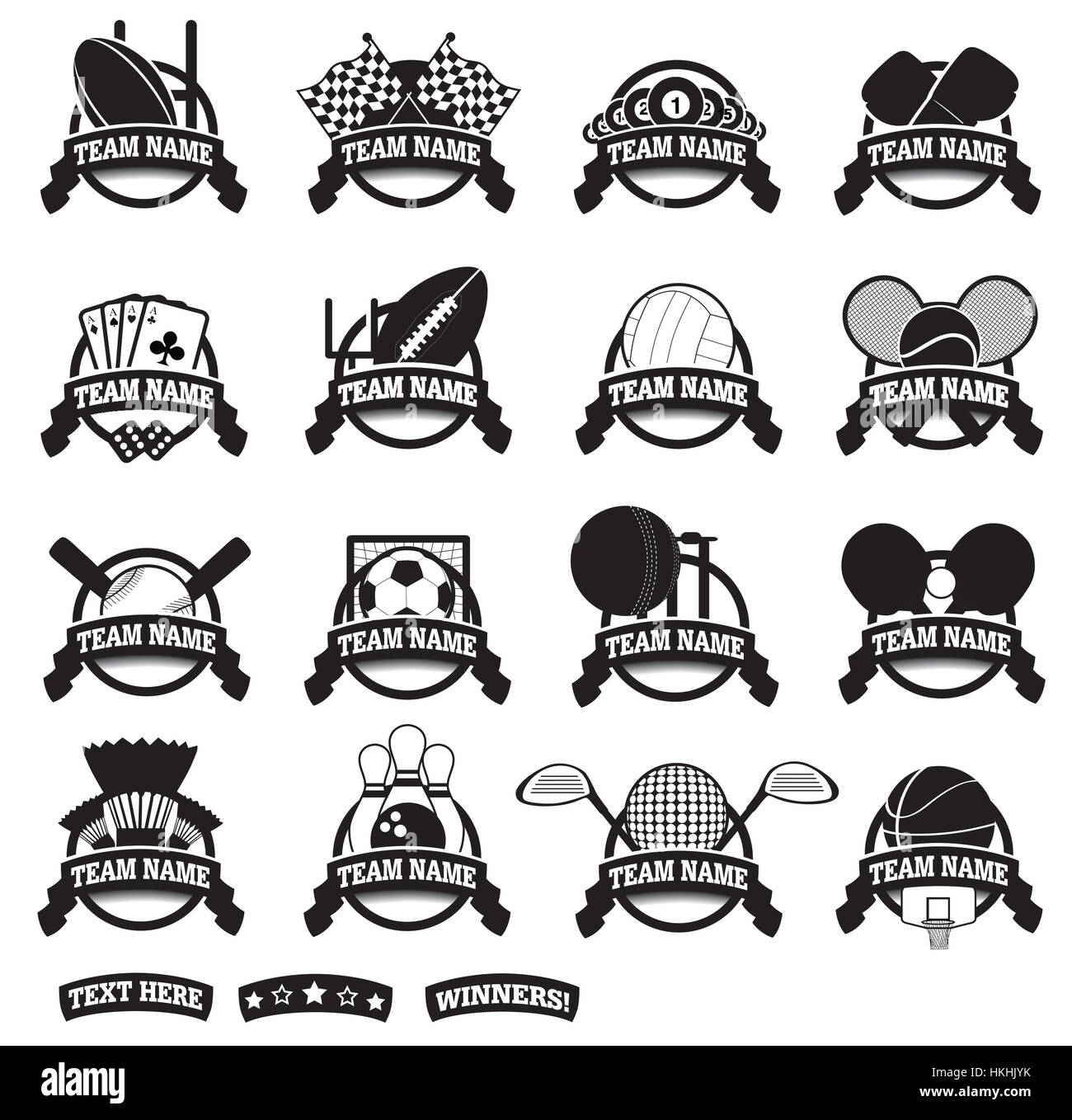 black and white vector clip art for graphic design sports elements