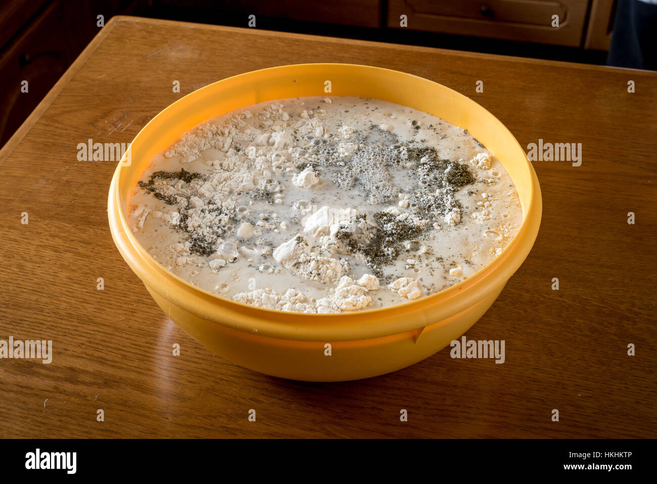 Pizzas dough mix ready for kneading Stock Photo Alamy