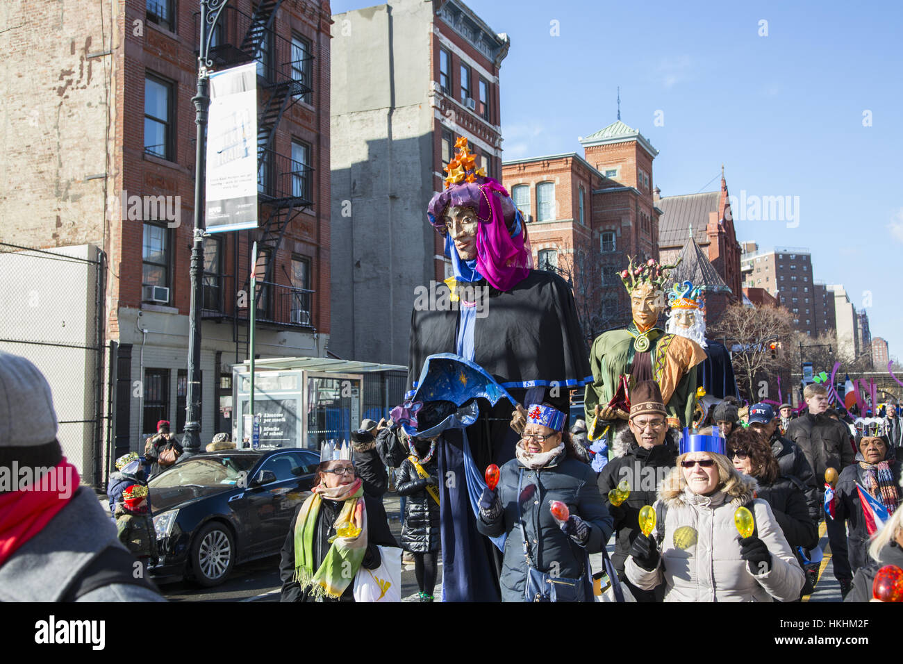 The annual Three Kings Day Parade marches up 3rd Avenue in Spanish