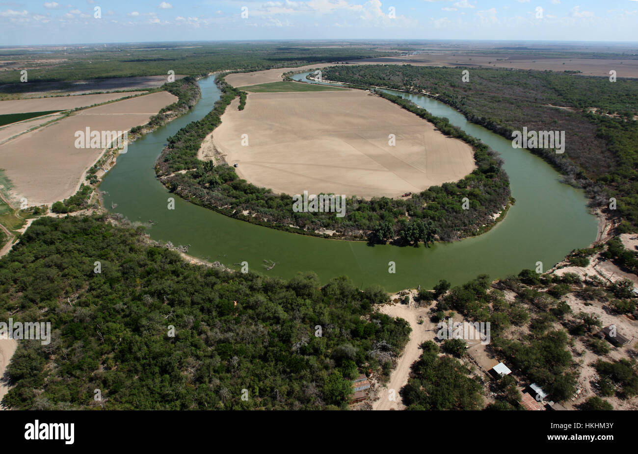 View of the horseshoe bend in the Rio Grande River at Los Ebanos, Texas