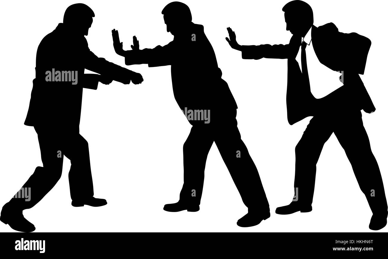 set of businessmen pushing and pulling isolated Stock Vector Image ...