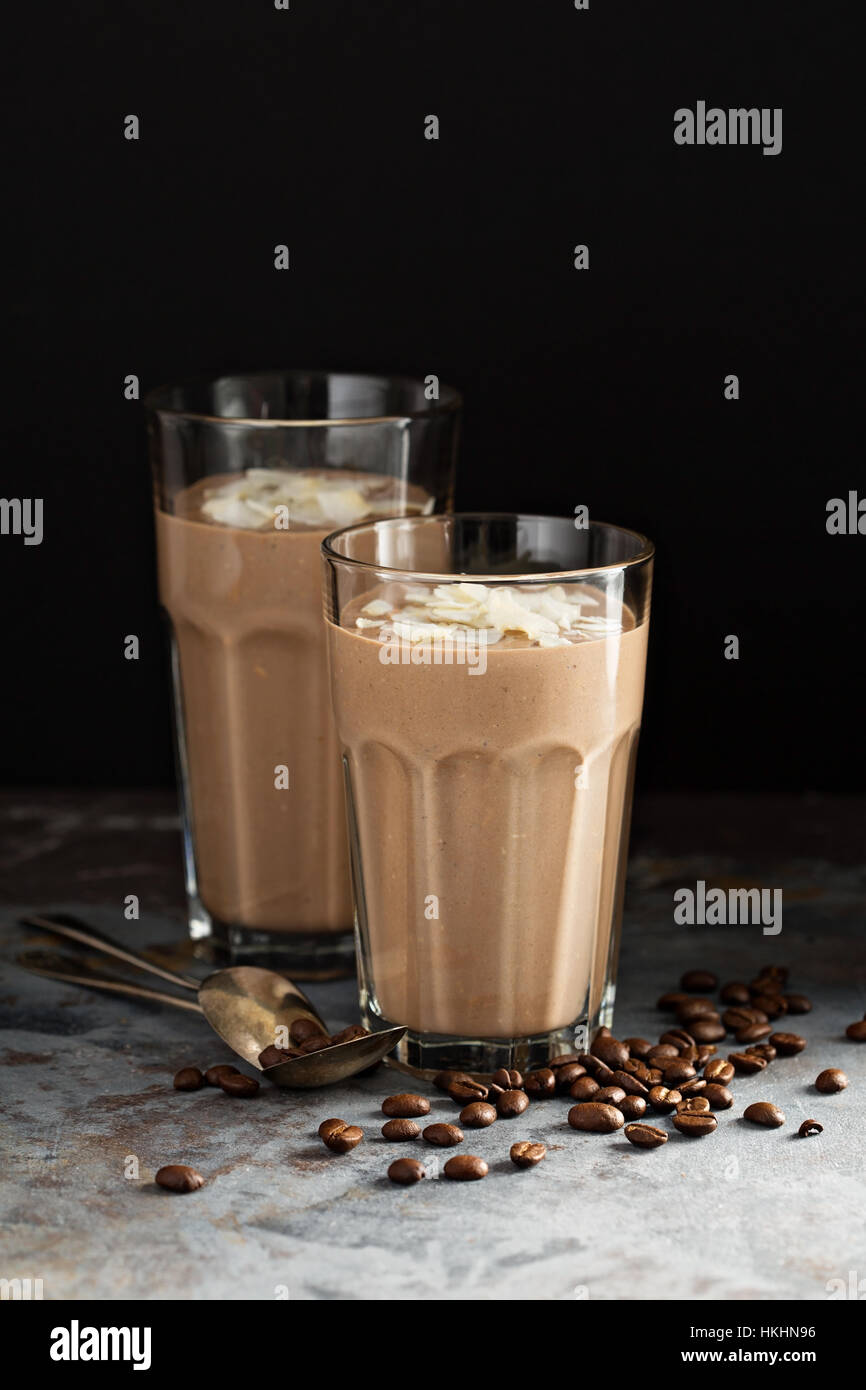 Coffee smoothie with coconut Stock Photo