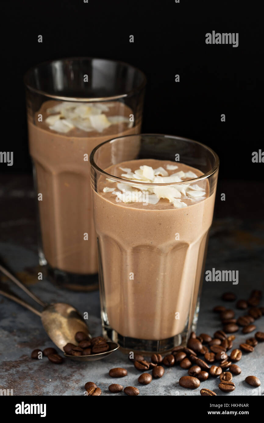 Coffee smoothie with coconut Stock Photo