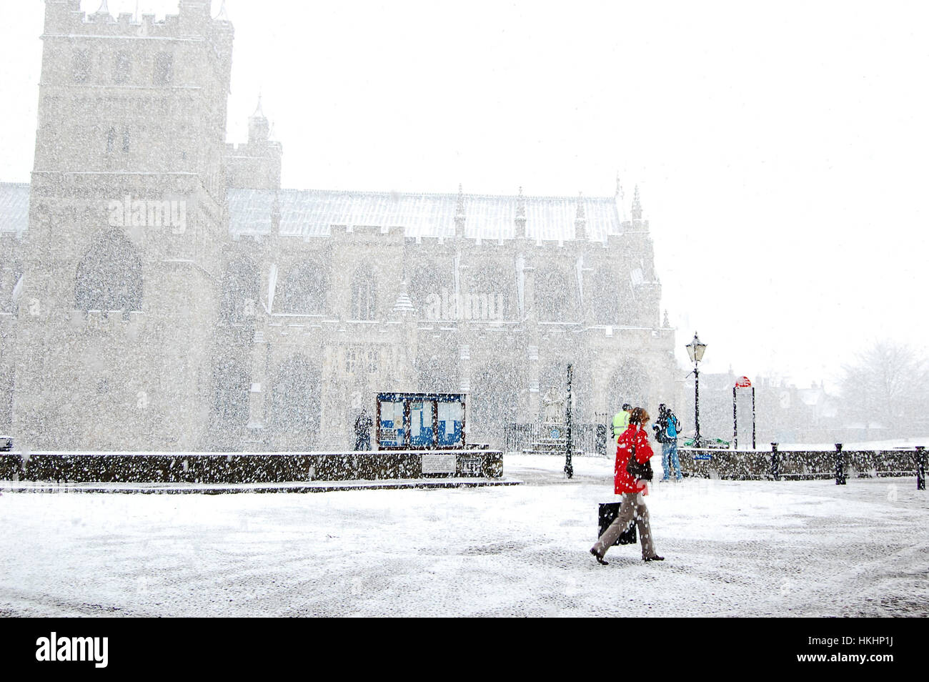 Exeter Cathedral in the snow, Devon Stock Photo Alamy