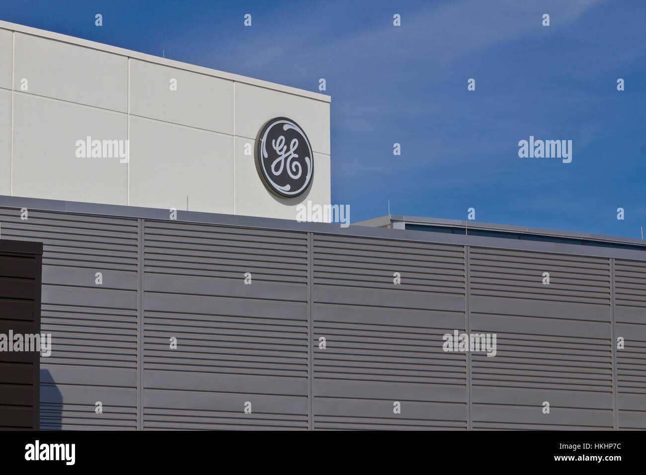 Lafayette, IN - Circa July 2016: General Electric Aviation Facility. GE Aviation is a Manufacturer of LEAP Jet Engines VI Stock Photo