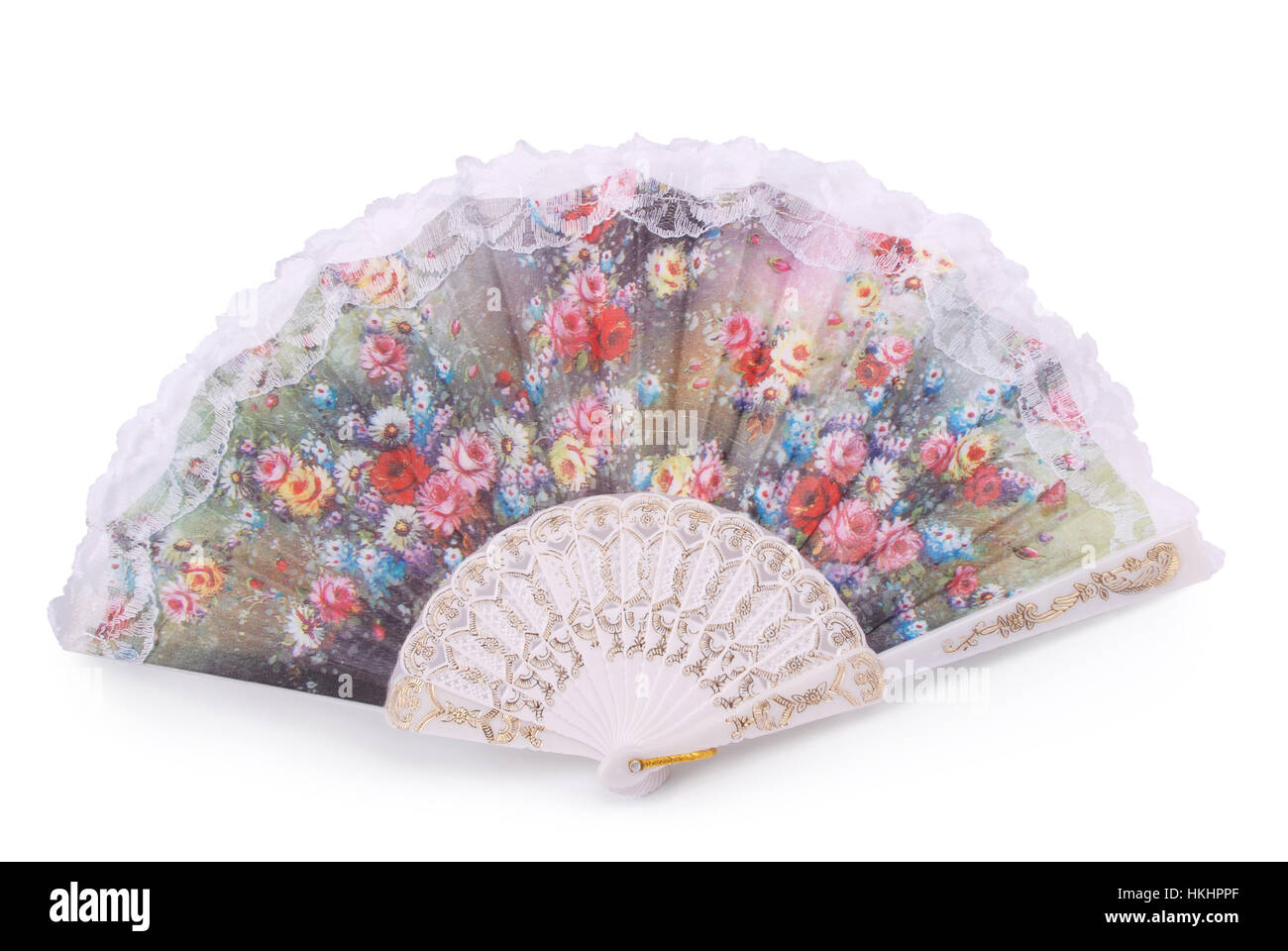 Spanish fan on white background. Clipping path included Stock Photo - Alamy
