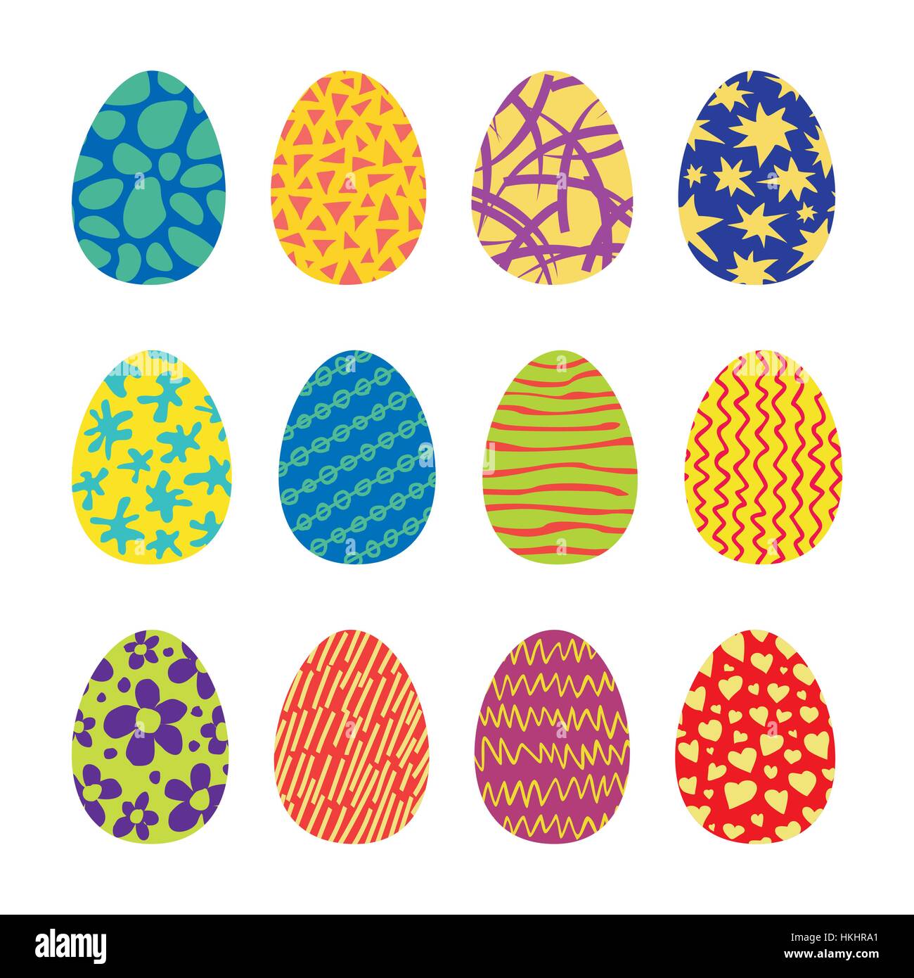 Easter Eggs Vector Icons Set Stock Vector