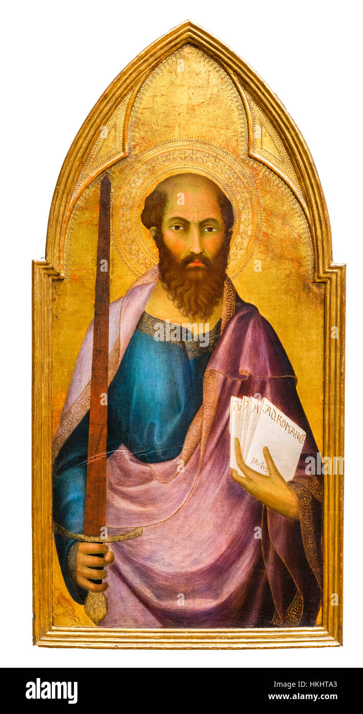 Saint Paul by Lippo Memmi (Filippo di Memmo) tempera on wood, c.1330. Panel from an altarpiece. Stock Photo